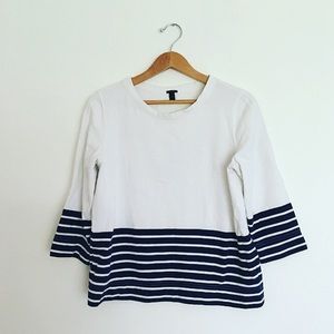 J. Crew white/navy blue striped sweatshirt sweater